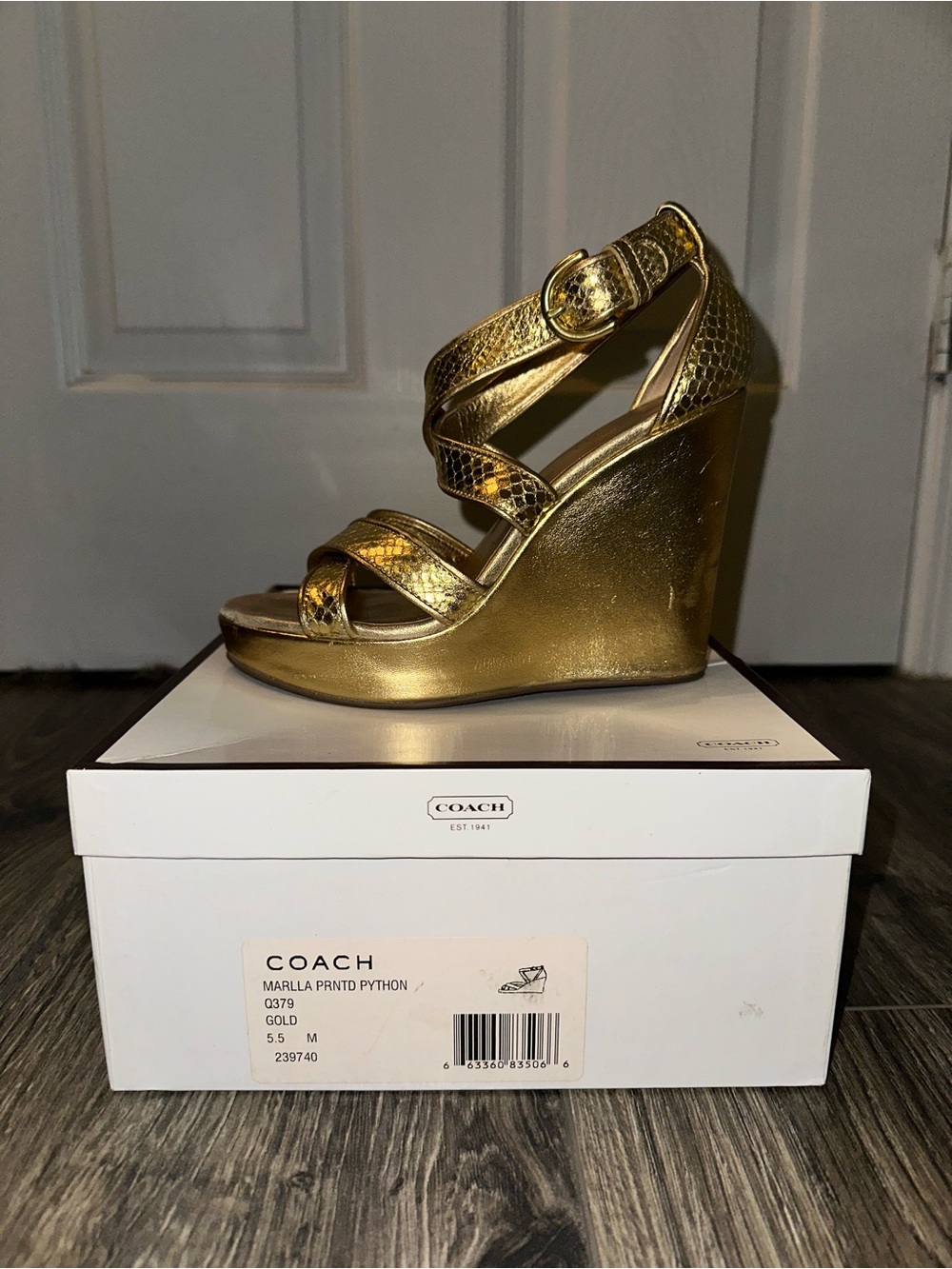 Coach Metallic Gold Wedge Sandals